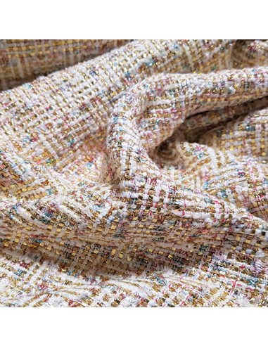 Tissu, Tweed Style Chanel, Multicolore Estival, Laize 140 cm, 100% Polyester