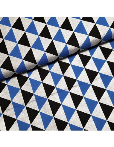 Tissu, Wax Motifs Ethniques, Bleu Turquoise Noir Argent, Laize 115 cm, 100% Coton