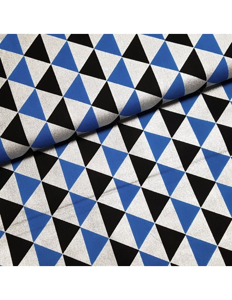 Tissu, Wax Motifs Ethniques, Bleu Turquoise Noir Argent, Laize 115 cm, 100% Coton