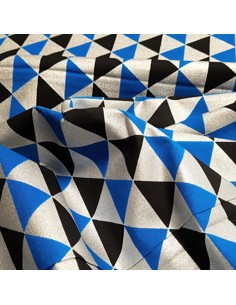 Tissu, Wax Motifs Ethniques, Bleu Turquoise Noir Argent, Laize 115 cm, 100% Coton 2