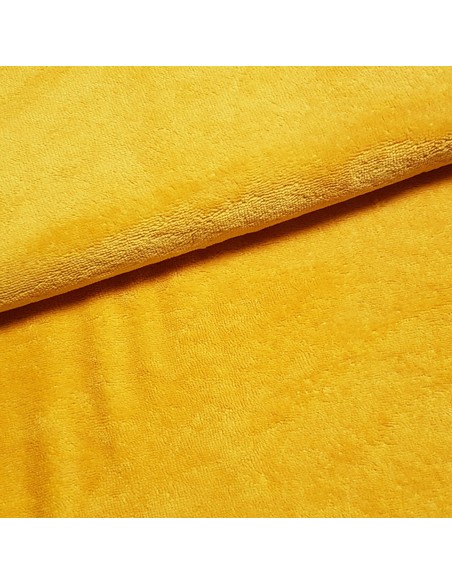 Tissu, Éponge Bambou Doudou, Jaune Moutarde, Laize 150 cm, 60% Bambou 250g/m²