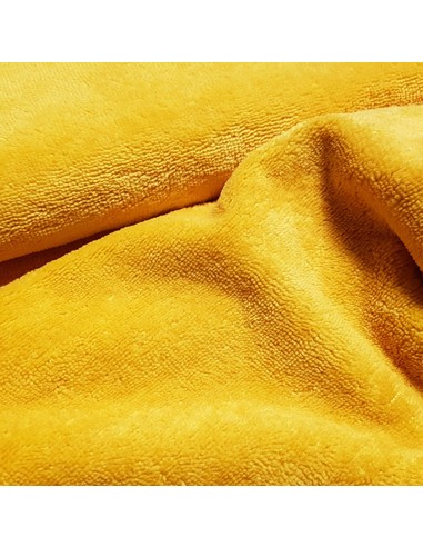 Tissu, Éponge Bambou Doudou, Jaune Moutarde, Laize 150 cm, 60% Bambou 250g/m²