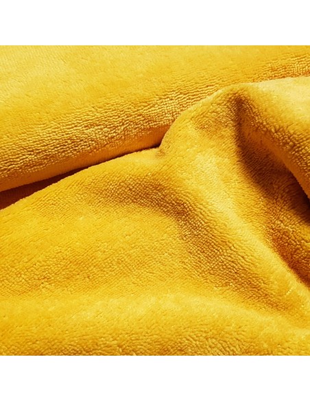 Tissu, Éponge Bambou Doudou, Jaune Moutarde, Laize 150 cm, 60% Bambou 250g/m²