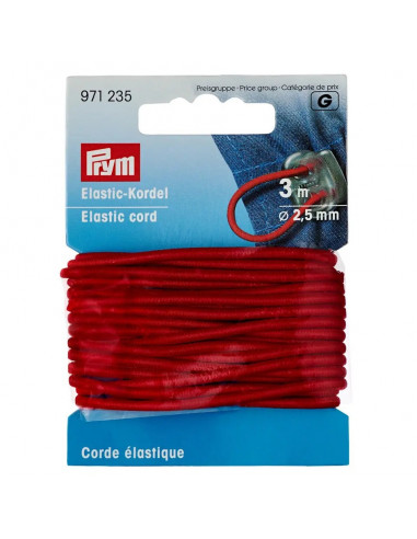 Corde élastique, 2,5mm, rouge, 3m