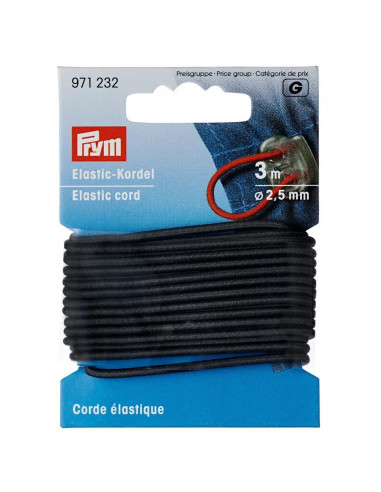 Corde élastique, 2,5mm, gris, 3m