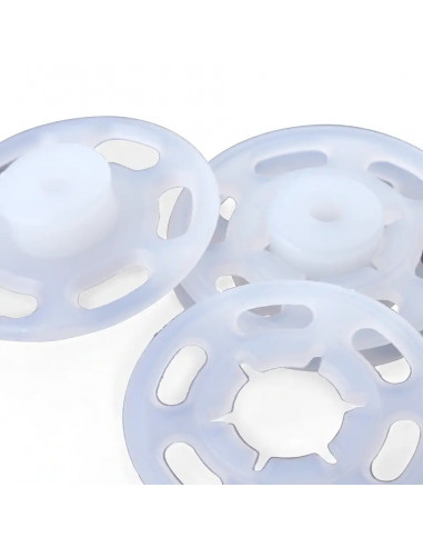 Boutons pression à coudre, 21mm, transparent