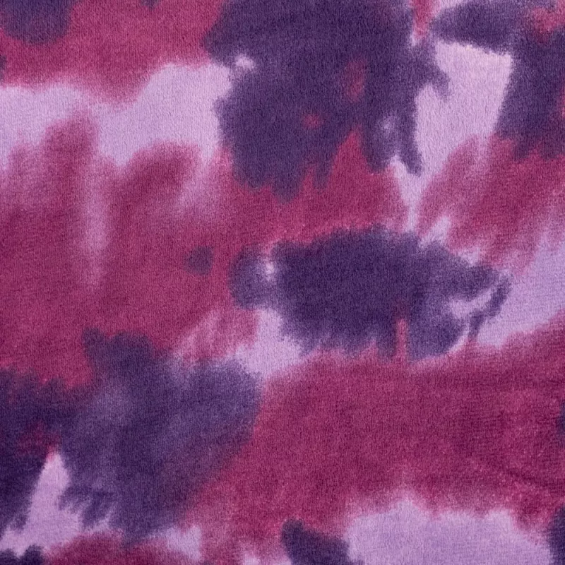 Polaire doudou imprimée, tie & dye, violet