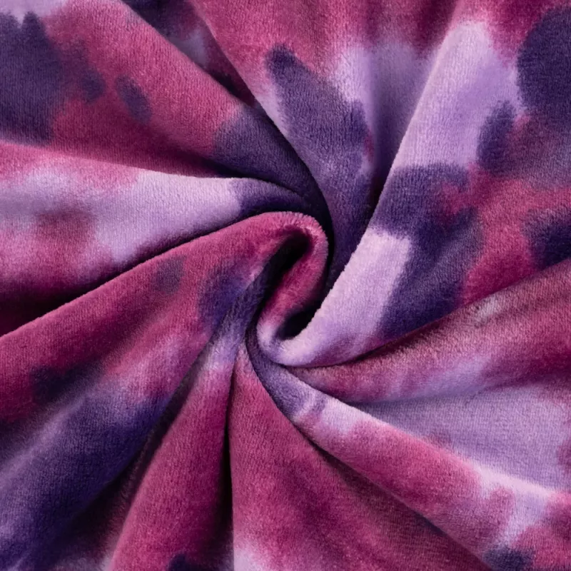 Polaire doudou imprimée, tie & dye, violet