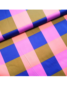 Satin de coton, impression digitale, Large Gingham
