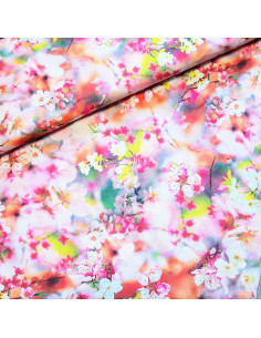 Viscose impression digitale, fleurs de cerisier japonais