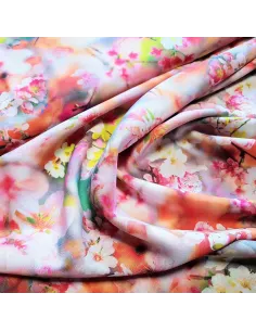 Tissu, Impression Digitale Fleurs de Cerisier Japonais, Rose, Laize 140 cm, 100% Viscose 154g/m² 2