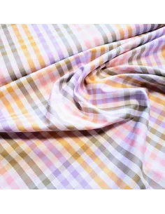 Tissu, Popeline de Coton, Vichy Multicouleurs, Laize 150 cm, 100% Coton 165g/m² 2