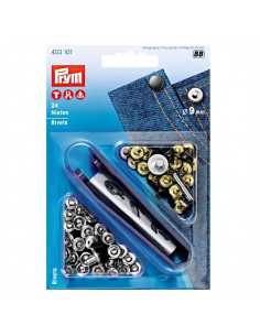 Rivets, 9mm, argenté/fer