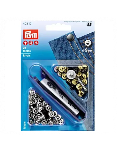 Rivets Prym 9 mm argentés, laiton inoxydable | Zephyr Tissus