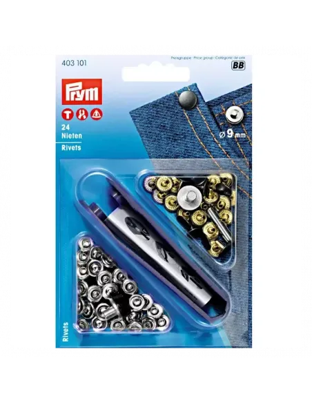 Rivets Prym 9 mm argentés, laiton inoxydable | Zephyr Tissus