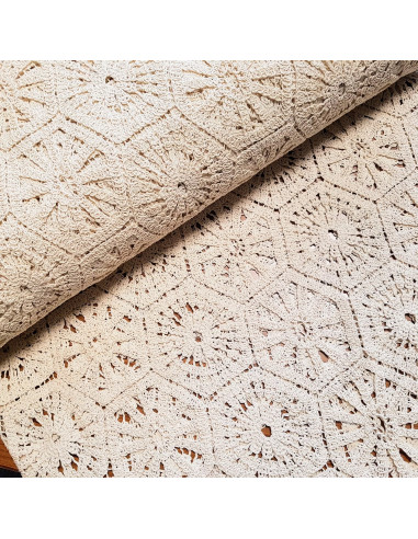 Tissu, Crochet Coton, Écru Naturel, Laize 120 cm, 100% Coton 312g/ml