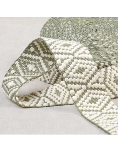 Sangle ethnique, 38mm, vert/blanc