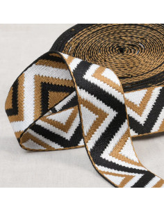 Sangle ethnique, 38mm, VV ocre/blanc