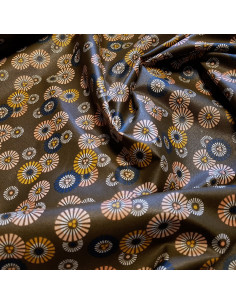 Tissu, Coton Enduit Motif Soleil Levant Japonisant, Kaki, Laize 160 cm, 100% Coton 190g/m² 2