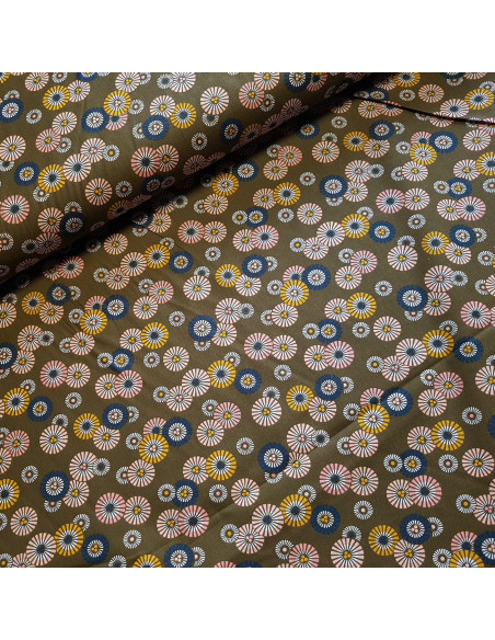 Tissu, Cretonne de Coton, Motif Soleil Levant, Laize 150 cm, 100% Coton
