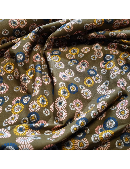 Tissu, Cretonne de Coton, Motif Soleil Levant, Laize 150 cm, 100% Coton