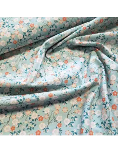 Tissu, Cretonne de Coton, Fleurs Japonisantes Imprimé Multicolore, Laize 150 cm, 100% Coton 2