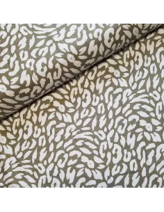Tissu, Lin Viscose Imprimé Félin, Tons Fauves, Laize 135 cm, 55% Lin 45% Viscose