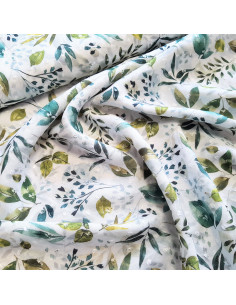 Plumetis viscose imprimé, feuilles vertes 2