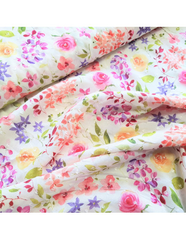 Plumetis viscose imprimé, fleurs