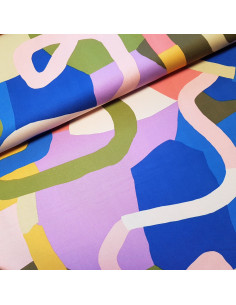 Satin viscose stretch imprimé, Natural Flow