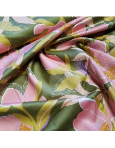 Tissu, Satin de Coton Imprimé Fleurs, Multicolore, Laize 150 cm, 100% Coton 172.5g/m² 2
