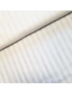 Tissu, Voile de Coton Lurex Rayé, Écru Argent, Laize 142 cm, 98% Coton 2% Lurex 115g/m²