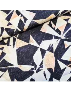 Tissu, Viscose Imprimée Géométrique, Multicolore, Laize 140 cm, 100% Viscose 154g/ml