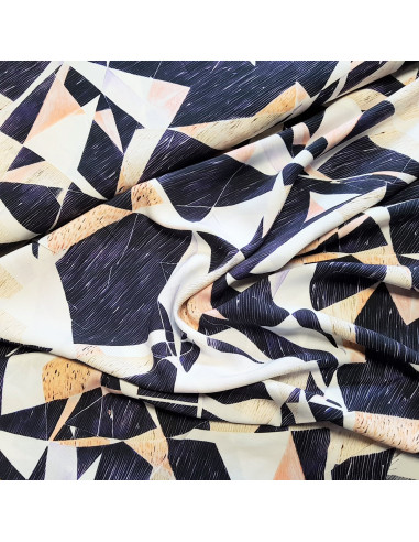 Tissu, Viscose Imprimée Géométrique, Multicolore, Laize 140 cm, 100% Viscose 154g/ml