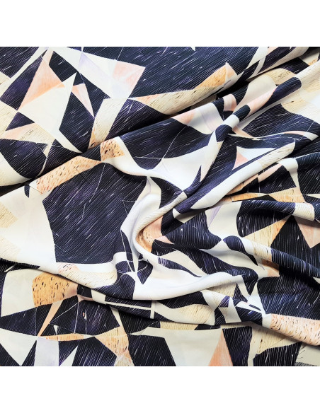 Tissu, Viscose Imprimée Géométrique, Multicolore, Laize 140 cm, 100% Viscose 154g/ml