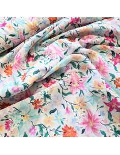 Voile de coton brodé, fleurs 2