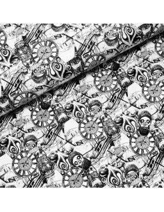 Tissu, Jersey de Coton Digital Imprimé Pirates, Thème Aventures Maritimes, Laize 150 cm, Coton Stretch Oeko-Tex