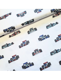 Popeline de coton, voitures de course