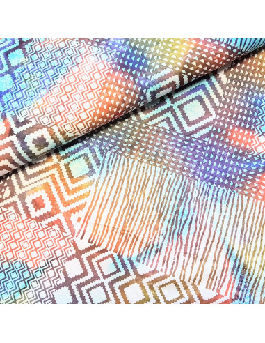 Tissu, Batik de Coton, Violet et Bleu, Laize 137 cm, 100% Coton 163g/m²