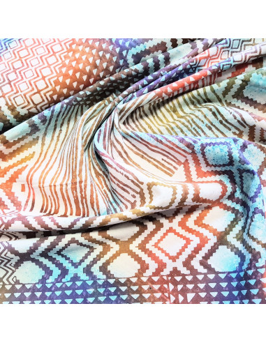 Tissu, Batik de Coton, Violet et Bleu, Laize 137 cm, 100% Coton 163g/m²