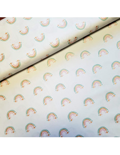 Popeline de coton, arc-en-ciel, glitter