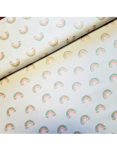 Tissu, Popeline de Coton Arc-en-ciel Glitter, Multicolore, Laize 150 cm, 100% Coton 110g/m²