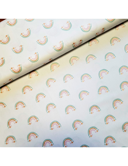 Popeline de coton, arc-en-ciel, glitter