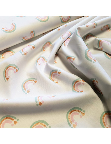 Tissu, Popeline de Coton Arc-en-ciel Glitter, Multicolore, Laize 150 cm, 100% Coton 110g/m²