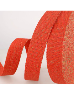 Sangle lurex, 30mm, rouge orangé
