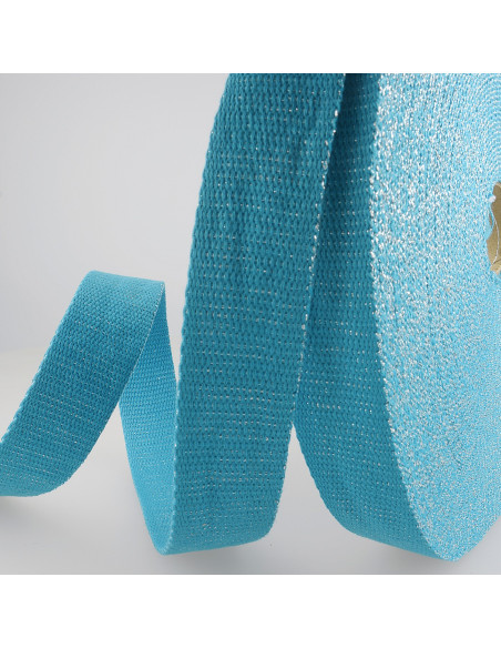 Sangle lurex, 30mm, turquoise