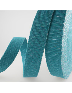 Sangle lurex, 30mm, bleu pétrole