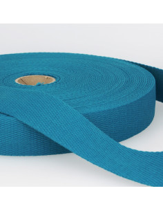 Sangle coton, 30mm, bleu canard
