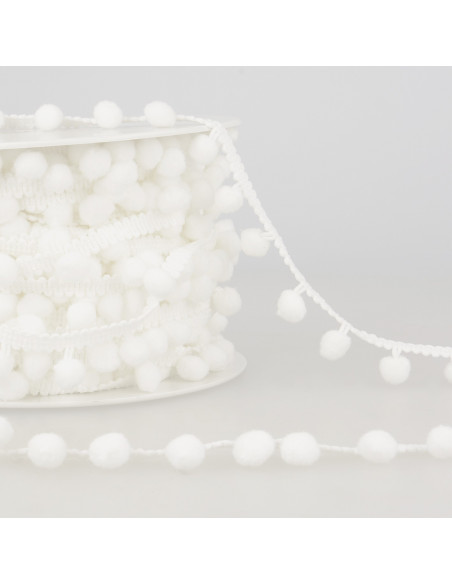 Galon petits pompons, blanc