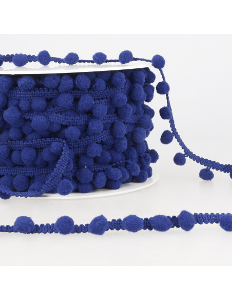 Galon petits pompons, bleu